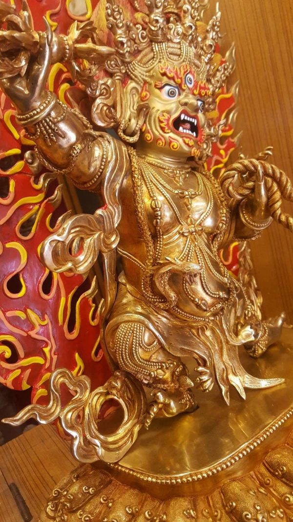 Genuine HandMade Tibetan High quality VajraPani Statue 12 inch Vajrapani full 24k Gold plated Buddhism Budhisattva Protector  Yamantaka