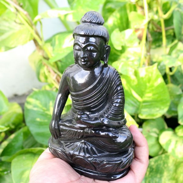 Black Jade Buddha - Meditating Buddha Statue - Handmade Stone Carving - Gemstone Buddha - One of Kind Statue