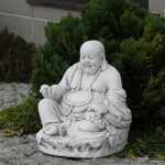 Buddha statue for Zen Decor. Outdoor Statue for Yard Art. Zen garden accessories with buddha laughing figurine, happy buddha sculpture