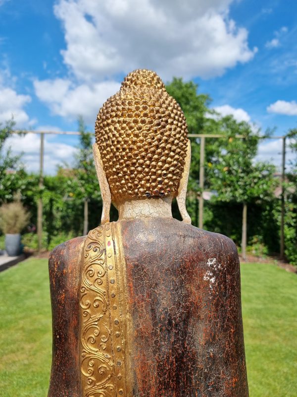 Standing wooden Buddha - Wooden vintage buddha