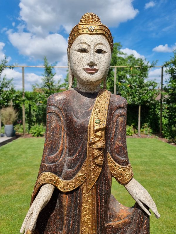 Standing wooden Buddha - Wooden vintage buddha