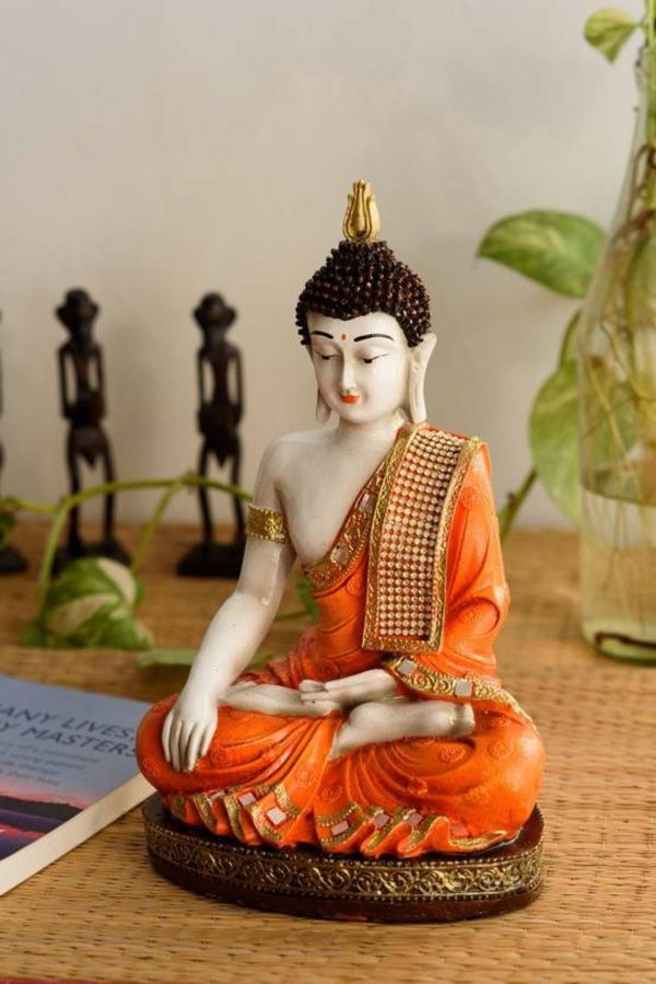 Meditating Mini Buddha Figurine 10.5 Inches | Healing Buddha Statue | Meditation Home Altar Shrine Room Decor | Zen Office Table Decor Gift
