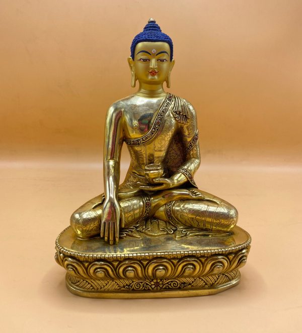 8 inches Gold plated buddha statue // Made in Nepal