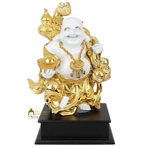 Laughing Buddha Statue Polyresin Made Happy Buddha For Money and Wealth Good Luck Statue For Home Decor Big Size Idols 10.5 Inch