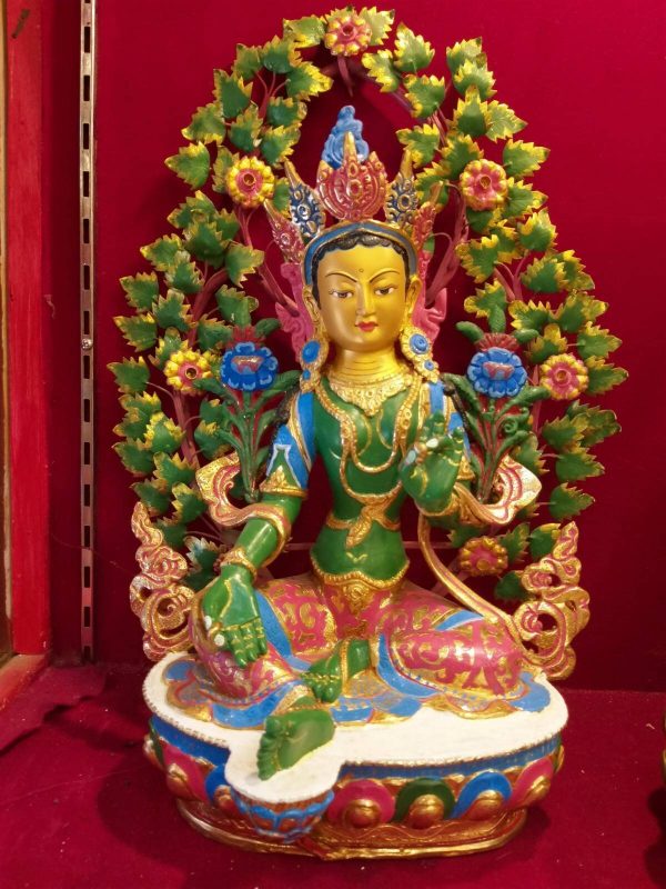 Master piece Genuine HandMade Tibetan Green Tara Statue 12inch Dharma Buddhism Karmapa Buddhist  buddha  Nepal Arya 24k Gold plated face