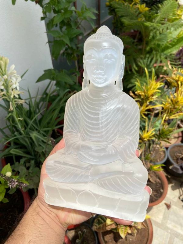 Selenite Buddha- Gemstone Buddha- Big Size Buddha- Buddha Home Decor- Christmas Gift- White Stone Buddha