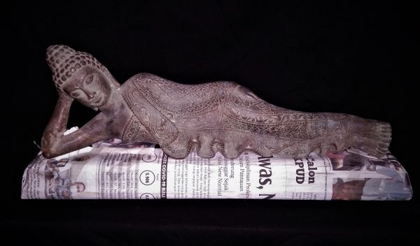 Reclining Buddha Bronze Brass Statue 16" with stand Buddhist Sleeping Sculpture Spiritual Collectable Art