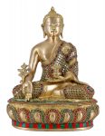 Whitewhale Brass Medicine Buddha Statue Murti for Home Decor Entrance Office Table Living Room Meditation Luck Gift Feng Shui