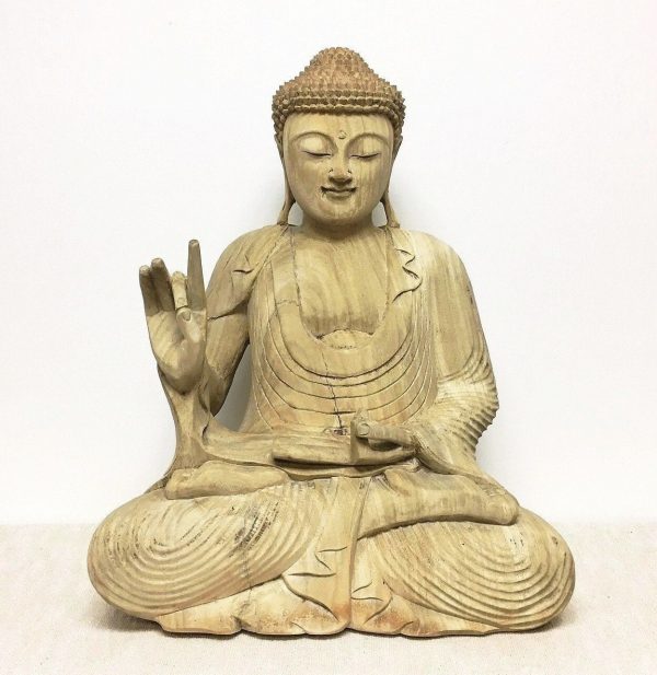 Large Hand Carved Buddha Statue Bleached Weathered