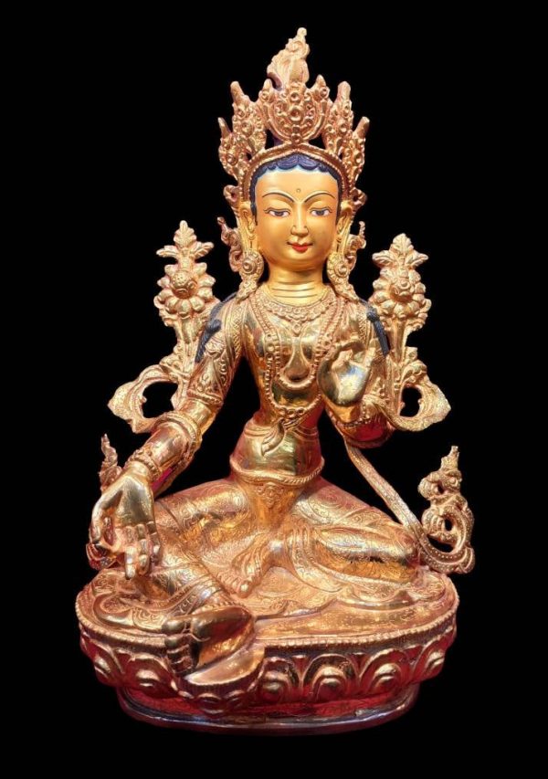 Genuine Hand Made Tibetan Master Piece High quality Green Tara Buddha Statue 12 inch full Gold plated  Meditation Dharma Arya Mother Tara