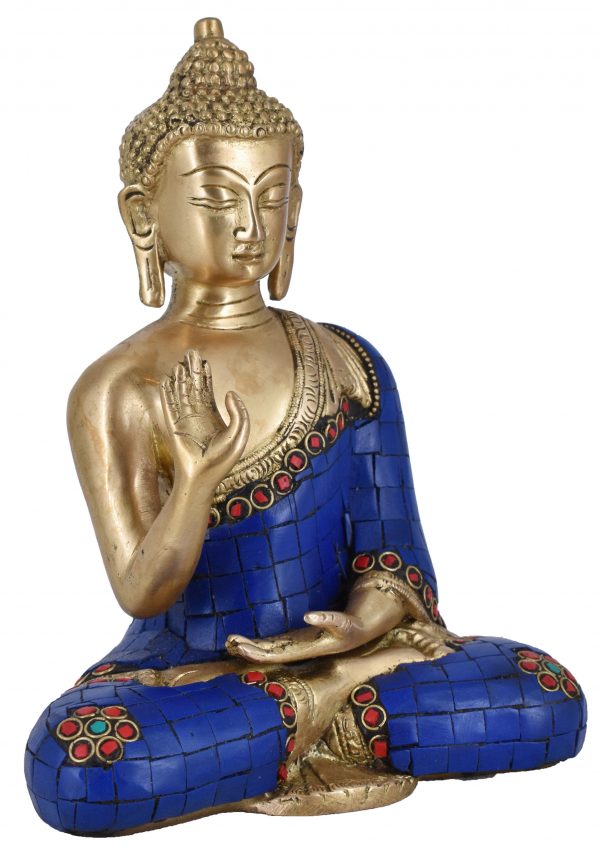 Whitewhale Brass Buddha Statue Blessing Murti for Home Decor Entrance Office Table Living Room Meditation Luck Gift Feng Shui