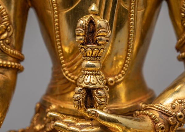 Akshobhya Buddha Statue | Himalayan Buddhist Sculpture | Hand carved in 24K Gold