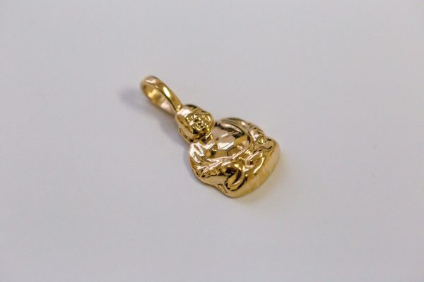 Buddha | 14k Solid Yellow Gold Concave Laughing Statue Buddha Pendant | Buddha Peace Necklace Charm