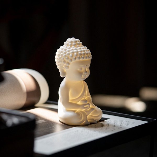 Adorable little Buddha Statue, White Buddha Figurine, Meditating Buddhas, Buddhist Altar, Car Charm, Spiritual Gifts, Home Decor