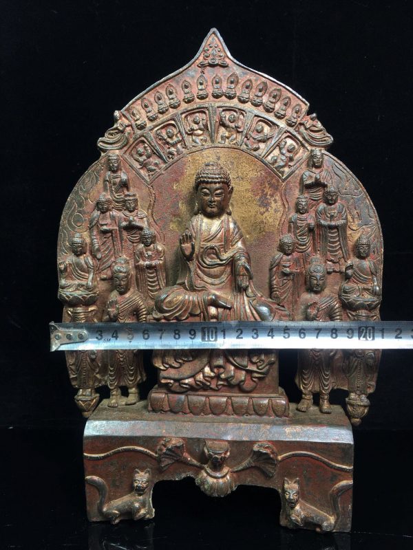Antique Chinese handmade Tibetan Buddhism Bronze Sakyamuni Buddha Statue