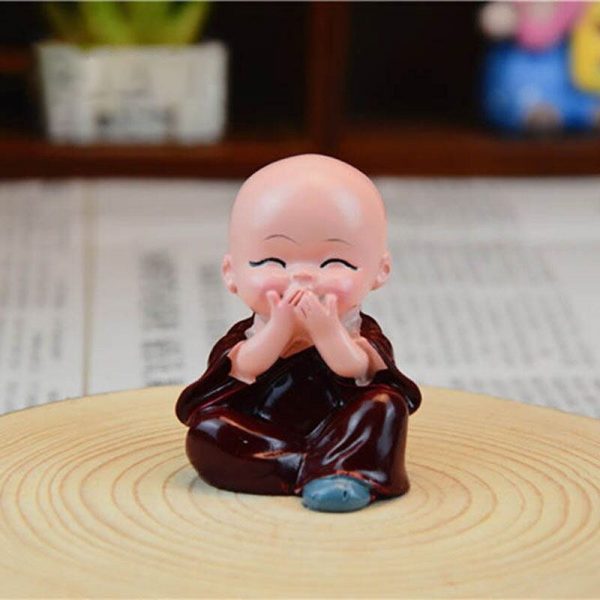 4*Lovely little monk Resin Crafts Gift - Cute Four Small Monks Buddha Resin Statue - Car Decoration - Home Decor Gift