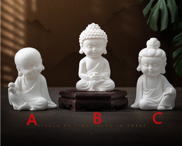 Adorable little Buddha Statue, White Buddha Figurine, Meditating Buddhas, Buddhist Altar, Car Charm, Spiritual Gifts, Home Decor