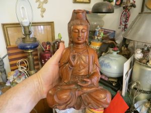 Buddha Statue Tathagata 9 1/2" Vintage Wood Figurine Hand Carved Wooden God Sculpture