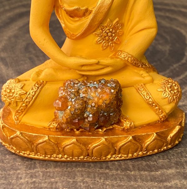 Sacral Chakra Buddha Statue~Orange Matte & Metallic Buddha~Raw Spessartine Garnet Crystal Buddha~Svadhisthana Buddha