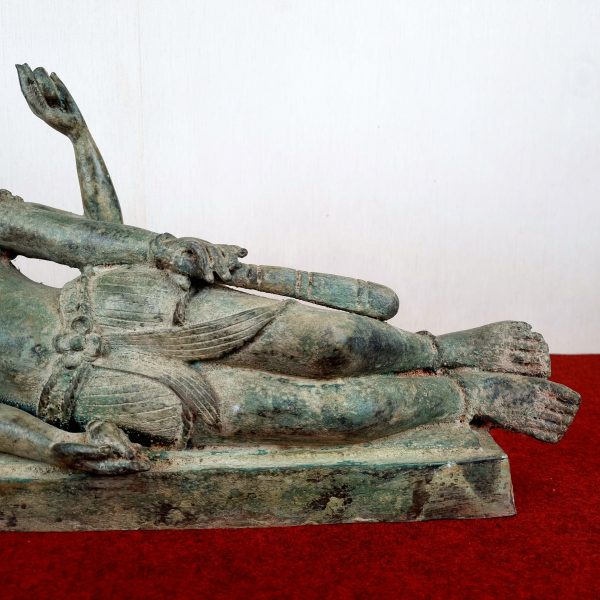20.8" Long Reclining Buddha Statue Thai Khmer Nari Goddess Sculpture Table Decor