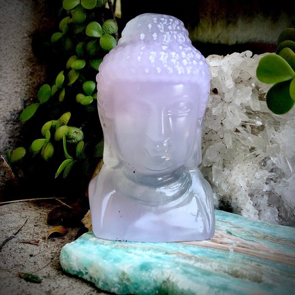Lavender Fluorite Buddha Head Carving | Spiritual Gift for Buddhist, Yogi, or Meditation | Purple and Green Fluorite |