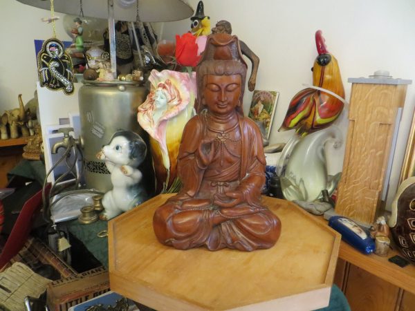 Buddha Statue Tathagata 9 1/2" Vintage Wood Figurine Hand Carved Wooden God Sculpture