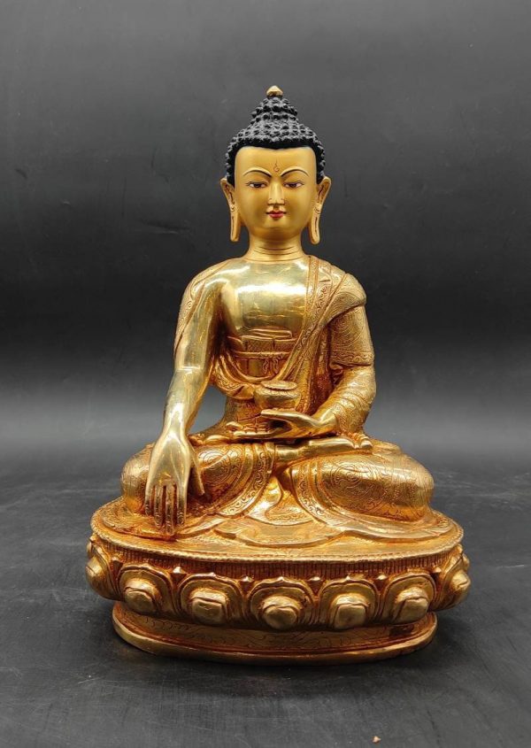 Original Hand Made  Tibetan Shakyamuni Buddha Statue full Gold plated Meditation Dharma Karma Kagyu Dharma Buddhism Buddhist Nyingma Karmapa
