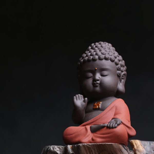 Small Buddha Statue Decoration Ceramic Purple Sand Tea Tray Accessories