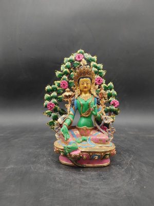 Genuine Hand Made Master piece Tibetan Green Tara Buddha Statue 12 inch 24k Gold  plated face Meditation Dharma Karma Buddhism Arya Tara