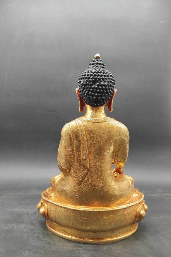 Original Hand Made  Tibetan Shakyamuni Buddha Statue full Gold plated Meditation Dharma Karma Kagyu Dharma Buddhism Buddhist Nyingma Karmapa