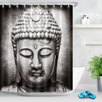Buddha Shower Curtain  eyes closed BW1901
