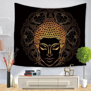 Buddha Hanging  Head with black background BW1901