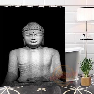 Buddha Shower Curtain  night BW1901